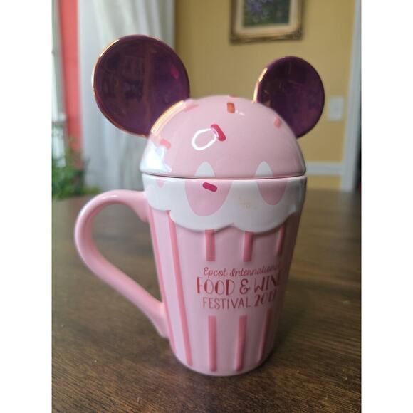 Disney Epcot Food & Wine Festival Pink Cupcake Mug 2019 Mickey Ears Mug NEW - Picture 3 of 16
